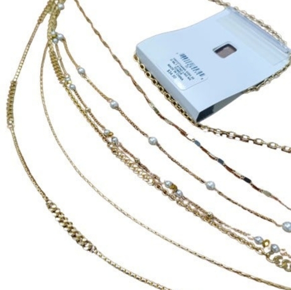 NWT Gold Faux Pearl & Bead Layered Strand Necklace 17" STYLE & CO - Picture 5 of 10